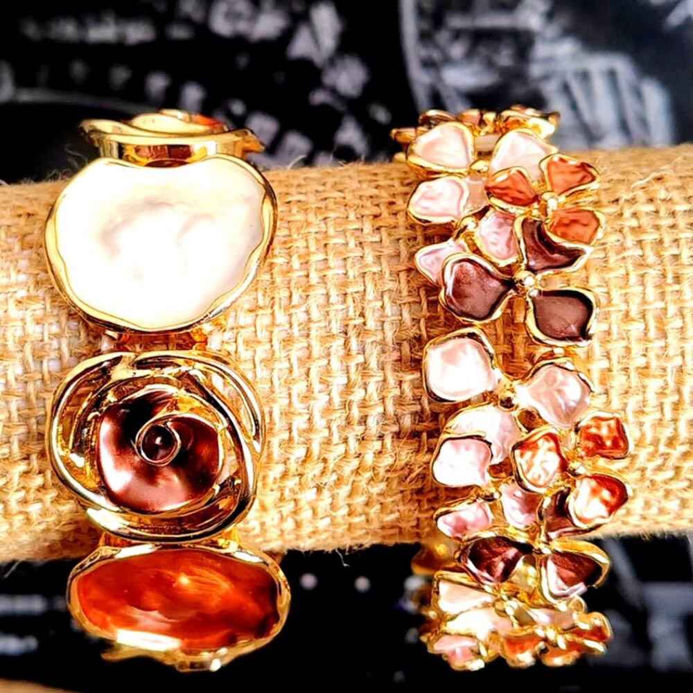 BEAUTIFUL GOLDTONE, BRONZE AND COPPER COLOR STRETCHY BRACELET SET - NWOT